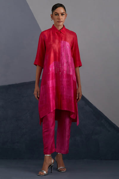 Clos Vermilion fuchsia embellished tunic set CLOSJUL26D249595