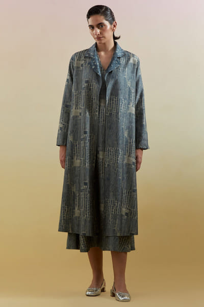 Clos Indigo slate abstract embellished jacket set CLOSJUL26D249616