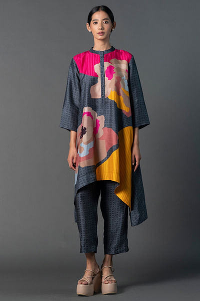 Dark green print tunic set