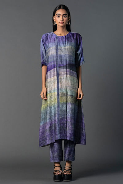 Deep purple ombre print tunic set