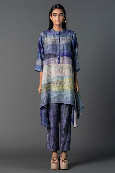 Bright purple printed tunic set