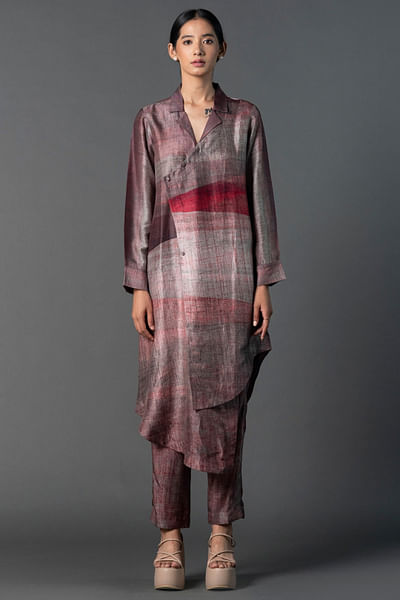 Brick shade printed tunic set