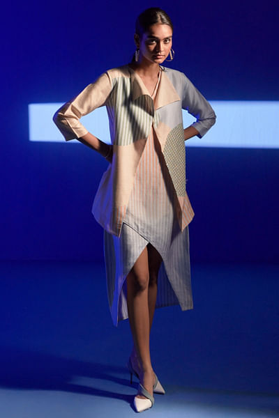 Cream printed symmetric dress