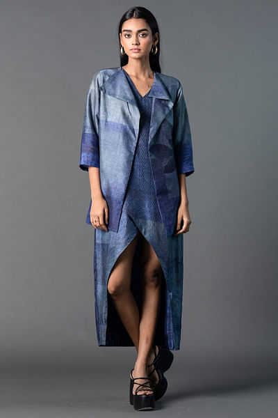 Royal blue printed jacket and dress