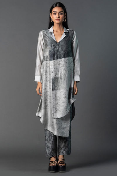 Grey printed tunic set