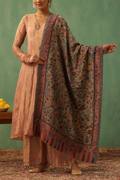 Multicolour floral kani cashmere wool shawl