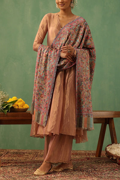 Multicolour kani floral cashmere wool shawl