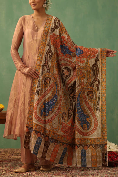 Multicolour Kalamkari hand painted stole