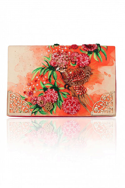 3D embroidered watercolour clutch