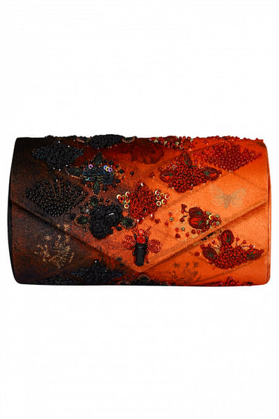 Red ombre embellished clutch