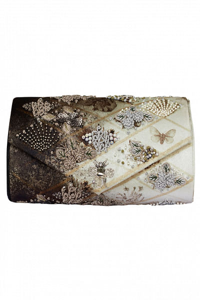Silver ombre embellished clutch