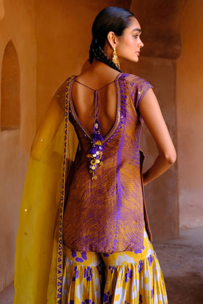 Drishti & Zahabia Yellow print embroidered sharara set DRISMAY26D144735