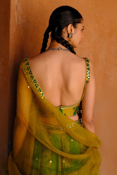 Drishti & Zahabia Green print embroidered lehenga set DRISMAY26D144736