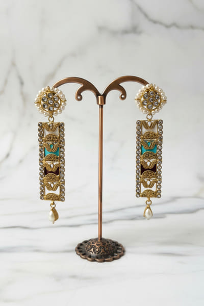 Multicoloured gemstones earrings