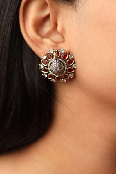 Gold and ruby embellished studs