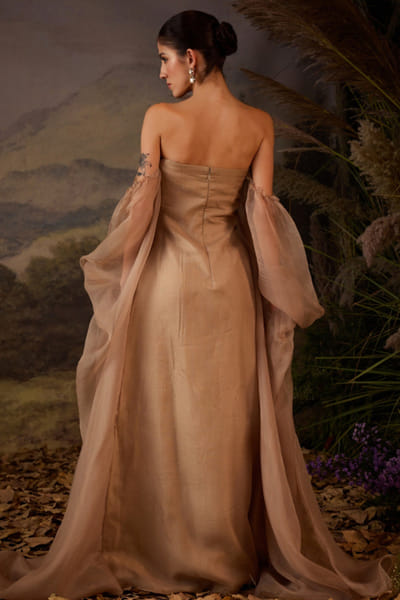 Samant Chauhan Grey floral embroidered gown SAMFEB26D139622