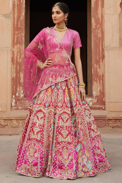 Fuchsia dori embroidered lehenga set