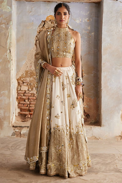 Ivory sequin embroidered lehenga set