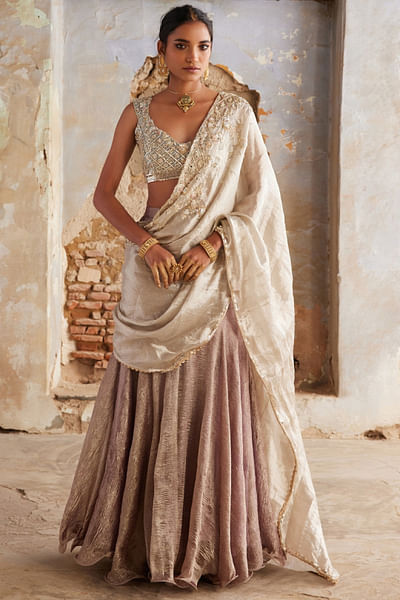 Purple sequin embroidered lehenga set