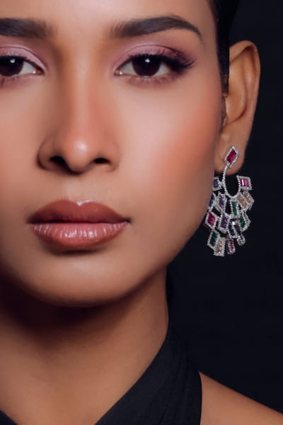 Zaza by Somya Multicolour stone embellished earrings ZAZAJUN26D147760