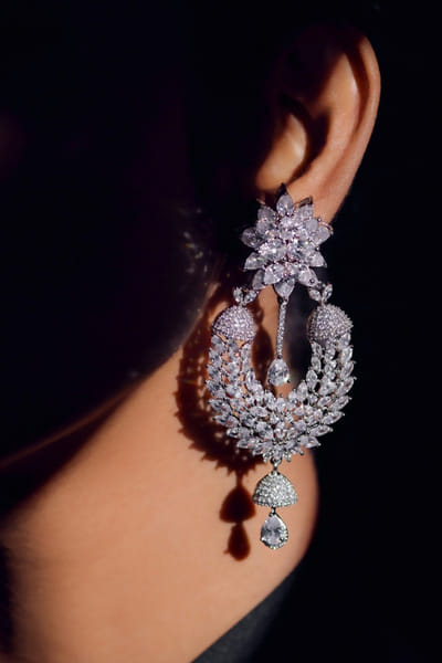 Zaza by Somya White zircon emcrusted dangler earrings ZAZAJUN26D147761