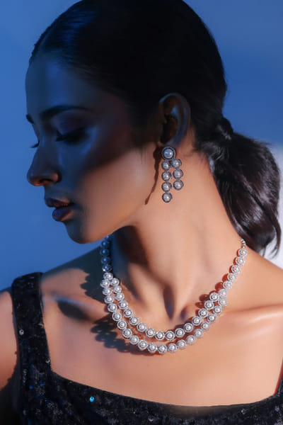 Zaza by Somya White pearl embellished earrings ZAZAJUN26D147768