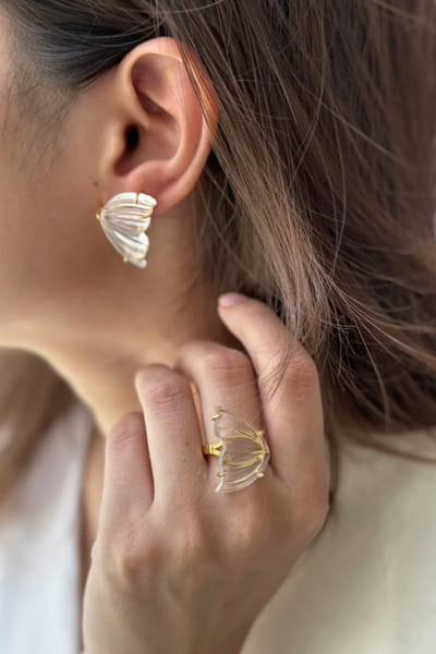 Gold plated stone encrusted butterfly earrings