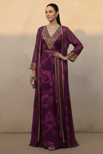 Pink embroidered dress and jacket