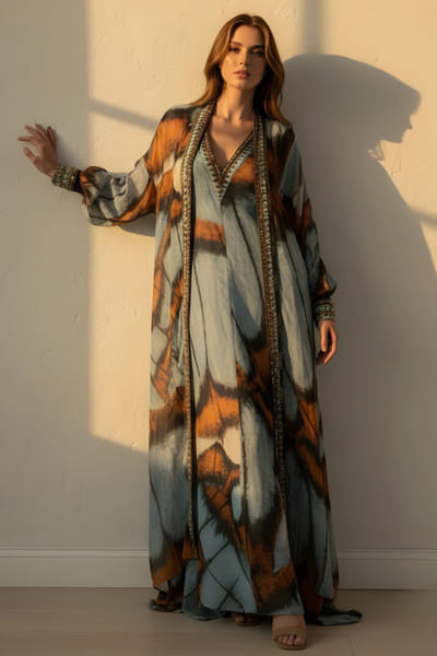 Blue butterfly printed dress