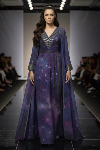 Purple galaxy printed dress