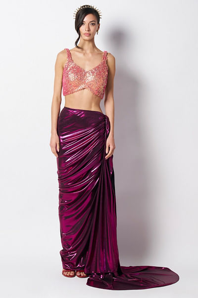 Fuchsia draped skirt