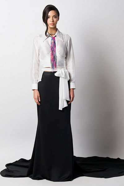 Ice blue wrap around shirt