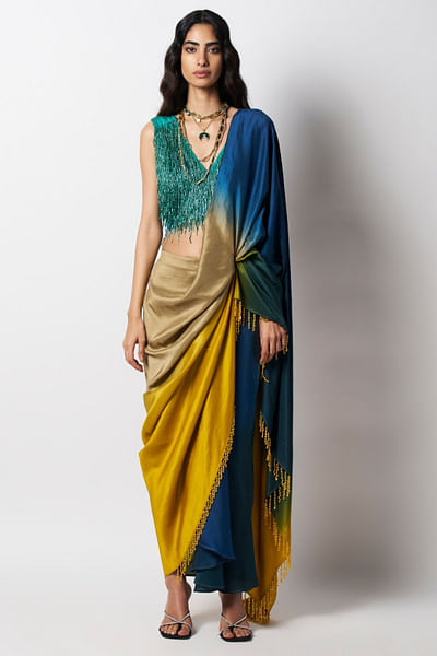 Emerald fringe blouse