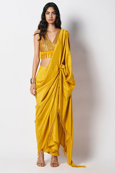 Ochre yellow sequin blouse