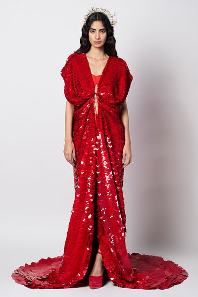 Red sequinned cape