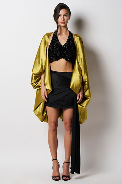 Green satin cape
