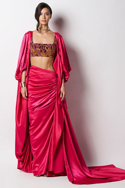 Fuchsia satin cape