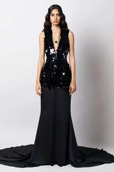 Black sequin embroidered jacket