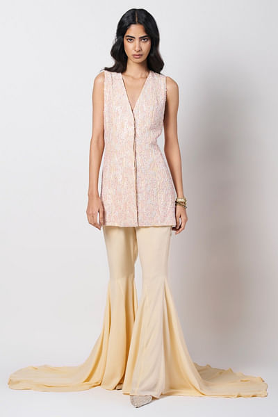 Peach crepe sharara
