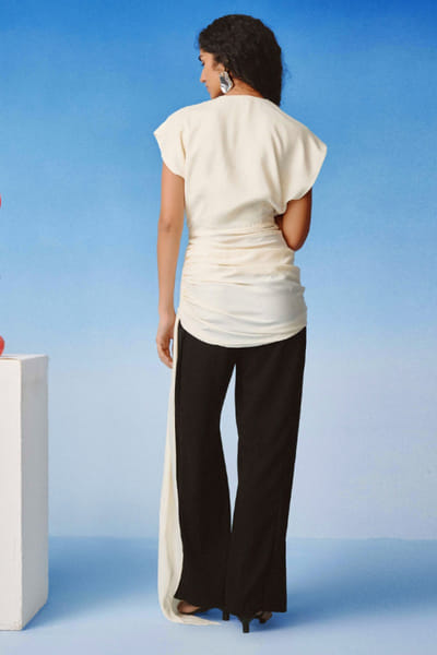 EchoStudio Ivory satin top with trail ECHOMAY26D145346