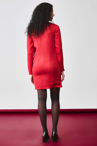 EchoStudio Red georgette mini dress ECHOMAY26D145347