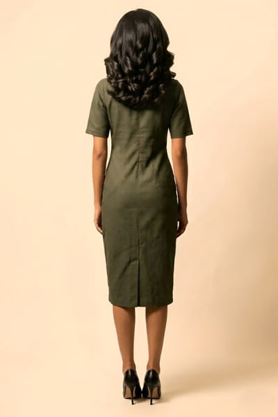 Eshaani Jayaswal Olive applique bodycon midi dress ESHAMAY26D143817