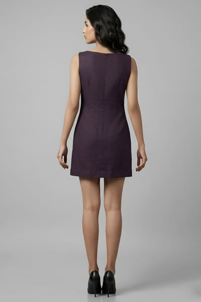 Eshaani Jayaswal Wine sequin embroidered sleeveless shift dress ESHAMAY26D143805