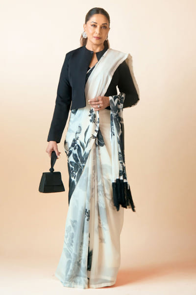 Ekaya Pistachio green digital printed sari EKAYMAY26D144909