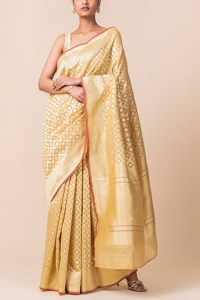 Cream cotton sari