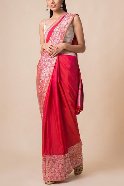 Fuschia pink silk sari