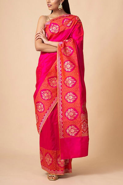 Deep pink silk sari