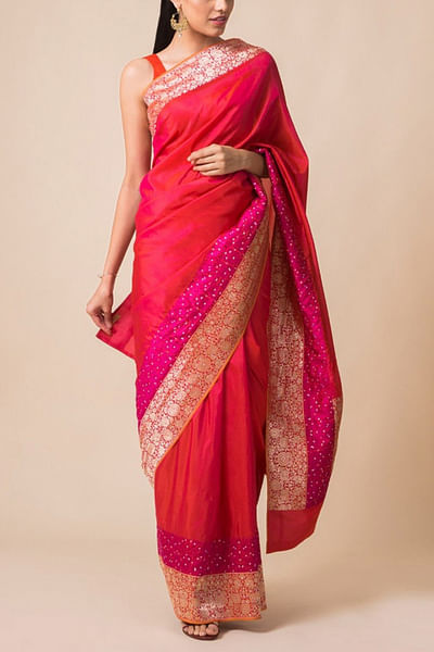 Deep pink silk sari