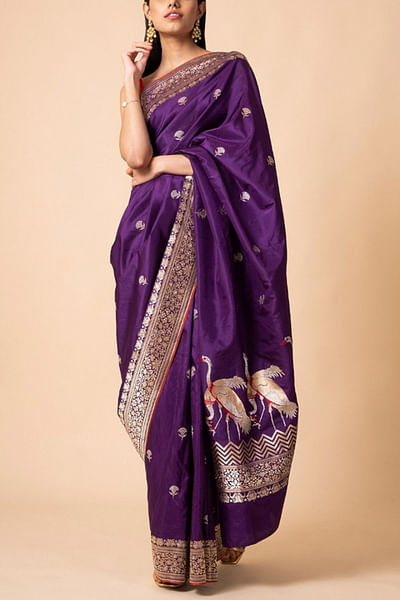 Purple banarasi sari