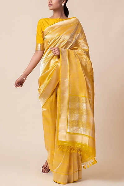 Yellow handwoven sari
